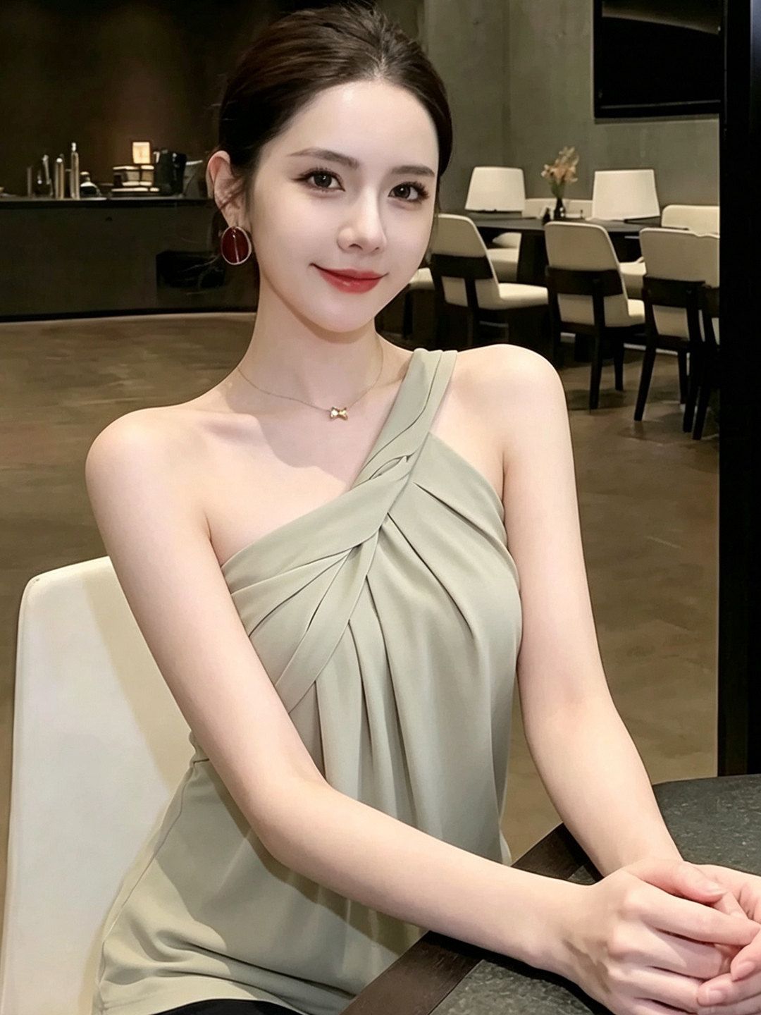 RY6203# 纯欲挂脖扭结无袖背心夏季新款泰式独特绝美辣妹修身露肩小衫上衣