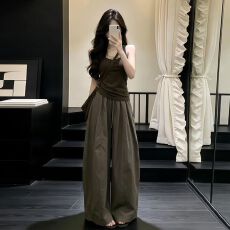 批发巨好看ootd穿搭一整套2026<b class='q'>新款</b>假两件吊带背心女夏季阔腿<b class='q'>裤</b>子套<b class='q'>装</b>