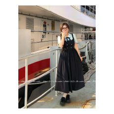 批发安妮不火航海手札英伦学院风撞色<b class='q'>连衣裙</b>女微胖大码收腰<b class='q'>假两件</b>裙子