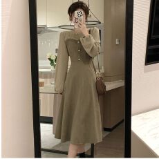 批发拼接假两件<b class='q'>连衣</b>裙女春秋温柔<b class='q'>长裙</b>法式内搭打底冬裙子