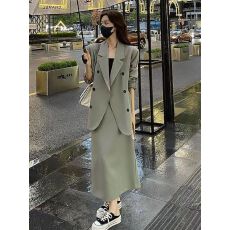 批发赫本风时尚西装套装<b class='q'>女</b>士设计感外套秋季新款<b class='q'>半身裙</b>西服显瘦两件套