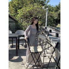 批发春秋季新款灰色套装<b class='q'>女</b>设计感<b class='q'>背心</b>气质高级裙子漂亮长裙休闲<b class='q'>套装</b>