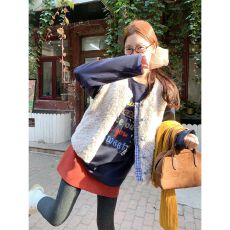 批发2026韩系拼接叠穿毛绒马甲外套<b class='q'>女</b>冬季外穿新款羊羔绒<b class='q'>背心</b>上衣