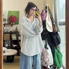 批发【大板型】胖MM250斤#主推爆款 齐码M-XL 慵懒风潮流时尚大码上衣