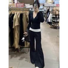 批发抖店#拼多多#阿里爆款 春秋新款内搭V领修身打底衫假两件上衣