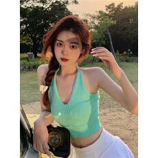 批发纯欲辣妹风挂脖针织抹胸上衣性感露背吊带小<b class='q'>背心</b>女夏内搭外穿显瘦