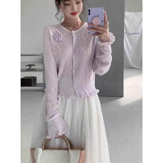 批发竹节麻防晒<b class='q'>开衫</b>女法式气质甜美百搭立体花朵设计薄款针织<b class='q'>开衫</b>花饰