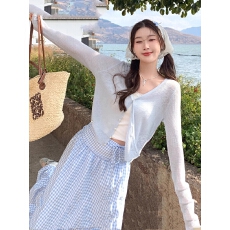 批发蓝色开衫配吊带女2026新款针织衫上衣春夏季防晒薄款<b class='q'>外套</b>