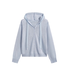 批发蕾丝飘带针织防晒外套女夏季<b class='q'>韩版</b>小众连帽薄款开衫上衣