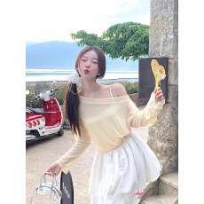 批发黄色防晒<b class='q'>罩衫</b>女夏季薄款2026年新款斜肩宽松长袖t恤上衣