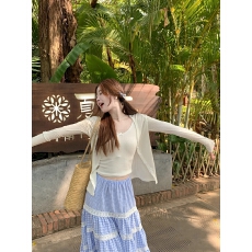 批发白色针织晒罩衫2026新款夏季吊带裙外搭开衫女<b class='q'>外套</b>薄款冰丝上衣