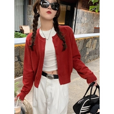 批发红色秋季外搭开衫女薄款2025新款春秋宽松<b class='q'>毛衣</b>外套<b class='q'>羊绒</b>针织上衣