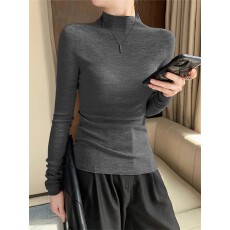 批发精纺打底衫女半高领100纯羊毛衫25新款秋冬超细灰色薄款针织毛衣