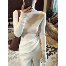 批发白色高领打底衫女秋冬装2026<b class='q'>新款</b>修身内搭针织毛衣堆堆领长袖上衣