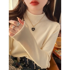 批发打底衫女春秋2025新款内搭高级感中领毛衣黑色半高领针织衫上衣