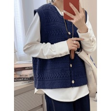 批发2025新款<b class='q'>韩版</b>宽松显瘦百搭圆领马甲女设计感小众甜秋冬小开衫坎肩