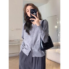 批发春秋2026年新款宽松显瘦薄款长袖针织开衫韩版休闲毛衣<b class='q'>外套</b>女上衣