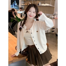 批发针织开衫薄款外套女高级感2025<b class='q'>新款</b>秋季ins穿搭毛衣小熊刺绣上衣