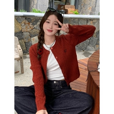 红色针织开衫外套女春秋韩系初秋穿搭麻花毛衣高级感上衣