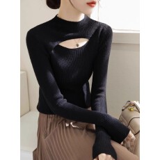 批发半高领镂空打底<b class='q'>针织衫</b>女秋冬季洋气内搭中领毛衣高级感超好看上衣