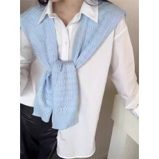 纯色柔软针织外搭披肩女四季韩版洋气配裙子薄款护颈坎肩打结搭肩