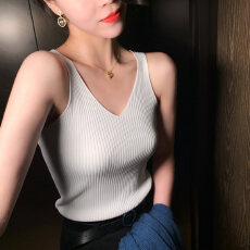 批发无袖针织背心女外穿v领西装内搭小吊带夏季<b class='q'>白色</b>打底