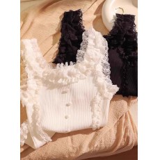 批发纯欲针织蕾丝花边吊带背心女内搭夏外穿性感修身短款打底无袖上衣