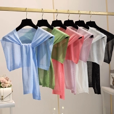 批发冰丝小披肩春夏季新款薄款外搭防晒空调房护颈围脖搭肩打结围巾女