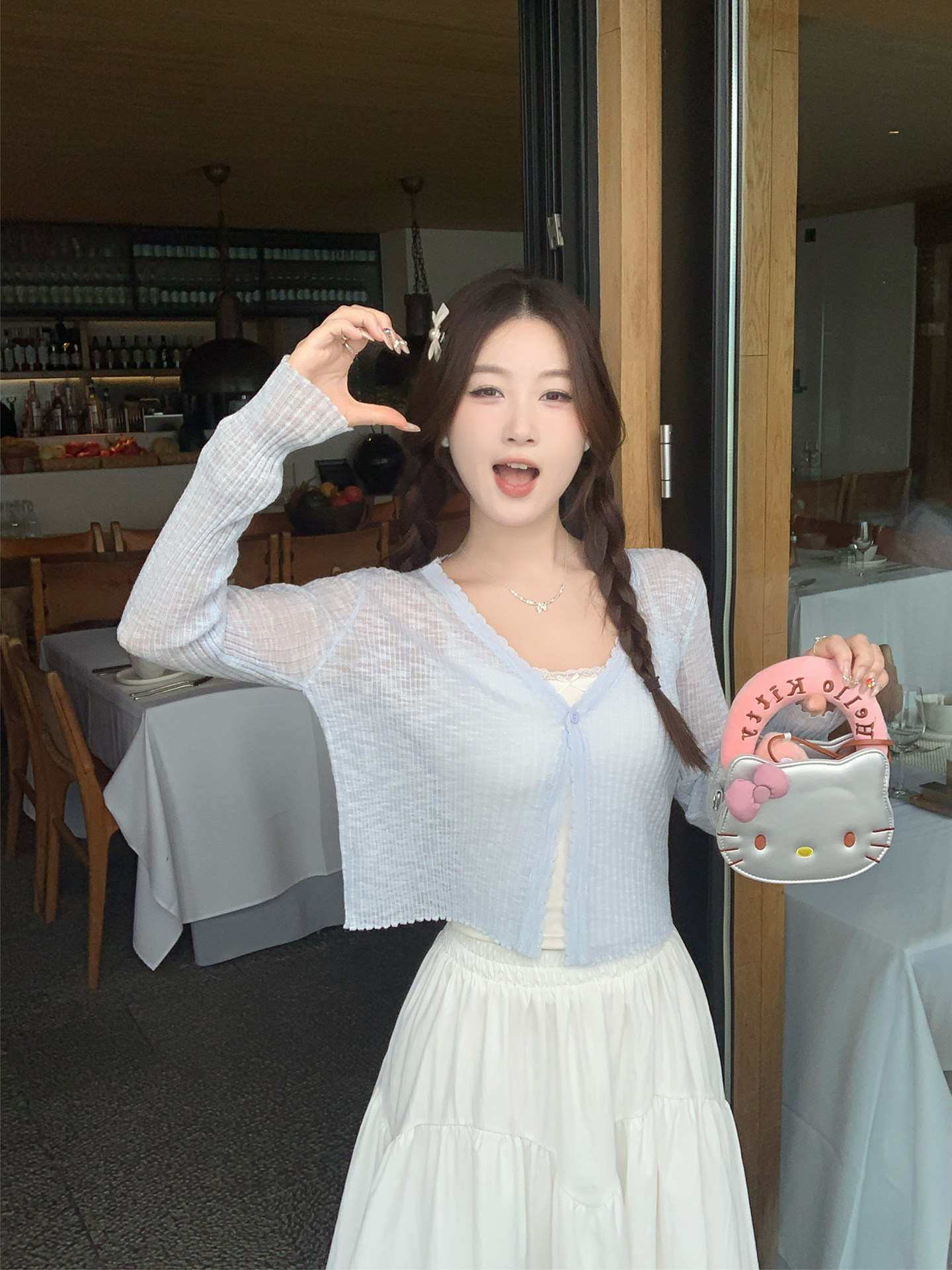 파란색 오픈 가디건 외부 가져 가라. 고급 센스 경기 치마 아이들 여름 2026 새로운 얇은 스타일 니트 재킷 맨위 자외선 차단 블라우스