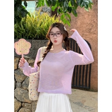 批发紫色薄纱防晒罩衫<b class='q'>长袖</b><b class='q'>t</b><b class='q'>恤</b>女夏2026新款设计感薄款针织上衣