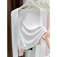 批发针织防晒衣女<b class='q'>开衫</b>外搭薄款V领国风小披肩夏季配吊带裙子短款罩衫