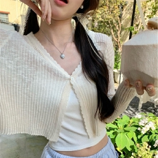 批发自制~冰丝<b class='q'>开衫</b> 夏季轻薄外搭长袖针织<b class='q'>开衫</b>经典百搭短上衣女