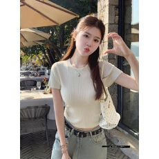 批发针织短袖女夏季薄款2026新款修身短款圆领t恤超好看上衣