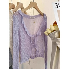 批发黑色冰丝透气防晒服<b class='q'>针织</b><b class='q'>开衫外套</b>女夏季吊带裙外搭罩衫披肩防晒衣