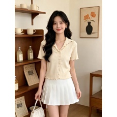 批发韩版甜美百搭翻领薄款针织<b class='q'>开衫</b><b class='q'>女</b>修身显瘦减龄上衣