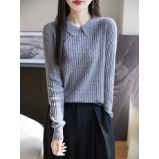 批发翻领毛衣内搭上衣绞花针织衫<b class='q'>打底衫</b><b class='q'>女</b>秋冬2026新款