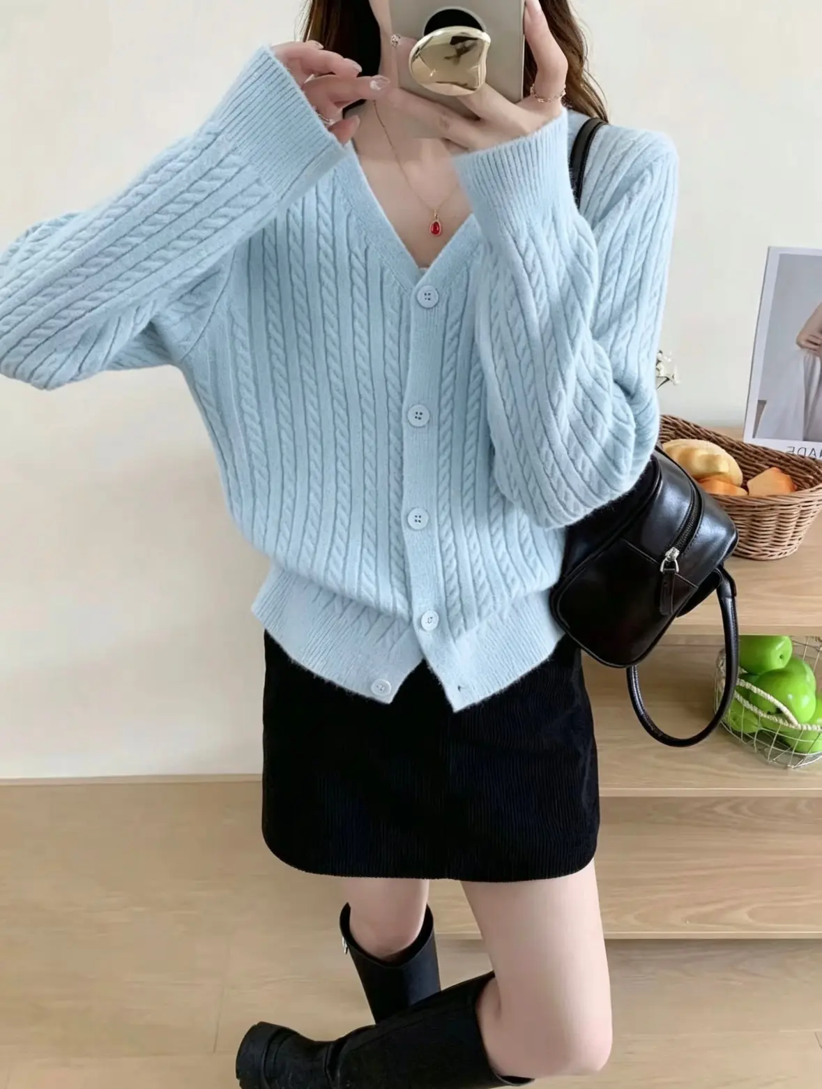 꽈배기 니트 가디건