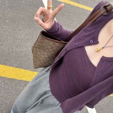 批发紫色吊带针织开衫外套女春秋短款上衣