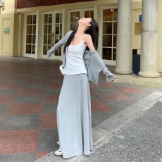 批发灰色卫衣连衣裙子女早秋季2025年新款韩系穿搭一整套长裙<b class='q'>两件套</b>装