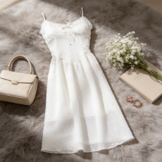 批发法式气质<b class='q'>白色</b>吊带连衣裙子女2026新款夏季海边度假<b class='q'>长裙</b>初夏季穿搭