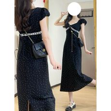 批发新款韩系精致裙子温柔风大方清冷<b class='q'>连衣裙</b>超好看夏季A字裙女装短袖