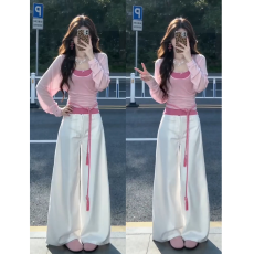 批发独特漂亮巨好看韩系穿搭一整套ootd罩衫吊带上衣套装女2026新款<b class='q'>春</b>