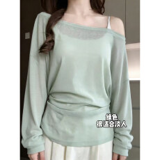 批发绿色<b class='q'>长袖</b>防晒罩衫<b class='q'>女</b>夏季宽松<b class='q'>T</b><b class='q'>恤</b>上衣
