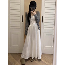 批发白色半身裙女夏薄2026新爆款高个子长款a字垂感半裙<b class='q'>百搭</b>小白裙子