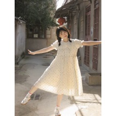 批发法式茶歇泡泡袖碎花<b class='q'>连衣裙</b>女夏季小清新甜美收腰显瘦系带娃娃裙子