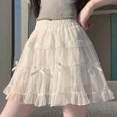 批发已出货甜美可爱蝴蝶结蛋糕短裙<b class='q'>夏</b>季芭蕾风a字网纱蓬蓬半身裙