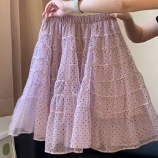 批发粉色短裙蓬蓬蛋糕裙女<b class='q'>夏</b>季2026新款纱裙显瘦波点a字小个子半身裙