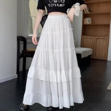 批发百褶蛋糕半身裙女<b class='q'>夏</b>季2026新款松紧高腰显瘦垂感a字大摆伞裙长裙
