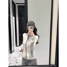 原版防晒布料 夏季新款OOTD白色立领修身防晒衣外套女