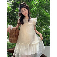 批发法式甜美<b class='q'>可爱</b>减龄小飞袖<b class='q'>连衣裙</b>女夏季高级感气质仙女裙宽松短裙子